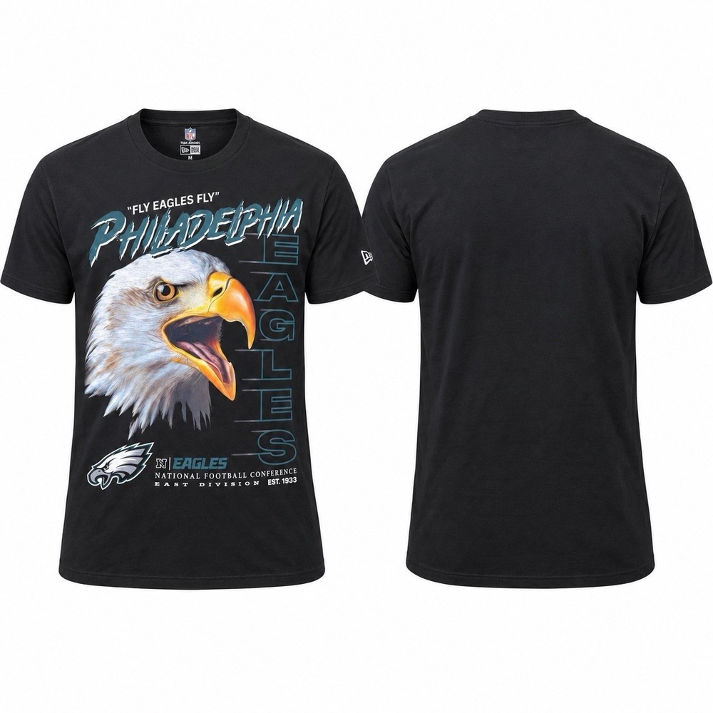 New Era Philadelphia Eagles Fly Eagles Fly Graphic T-Shirt Men’s M Black NWT